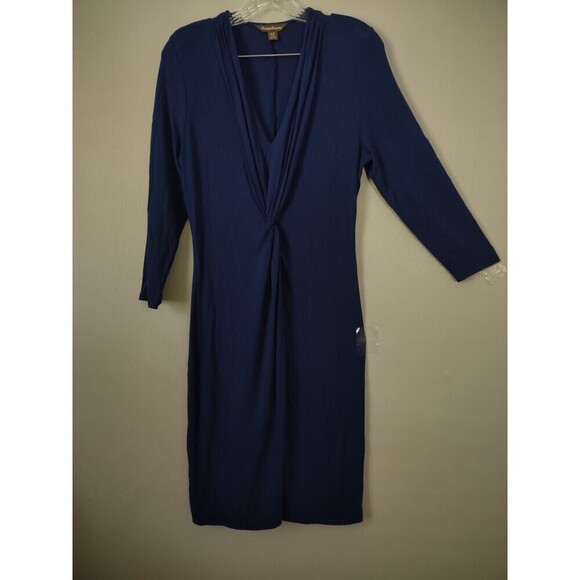 Tommy Bahama Dresses & Skirts - Tommy Bahama Small Royal Blue Midi Sheath Dress Long Sleeve Pullover Flattering